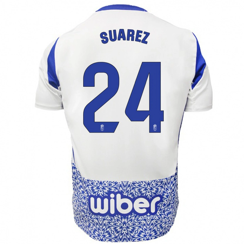 Danxen Kvinder Carlota Suárez #24 Hvid Blå Udebane Spillertrøjer 2024/25 Trøje T-Shirt