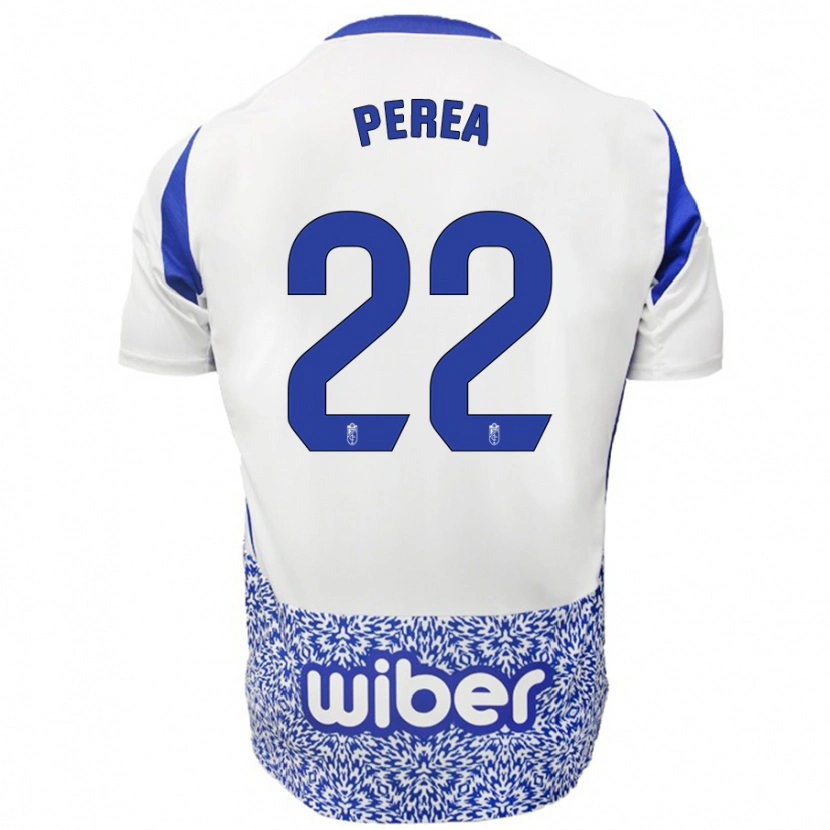 Danxen Kvinder Alberto Perea #22 Hvid Blå Udebane Spillertrøjer 2024/25 Trøje T-Shirt