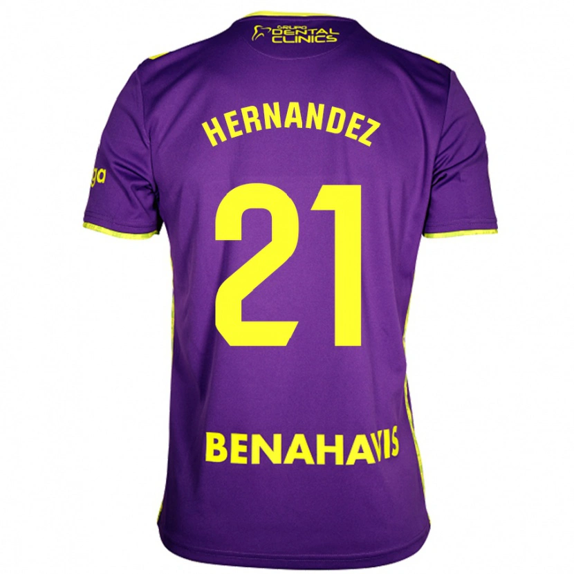 Danxen Kvinder Juan Hernández #21 Lilla Gul Udebane Spillertrøjer 2024/25 Trøje T-Shirt