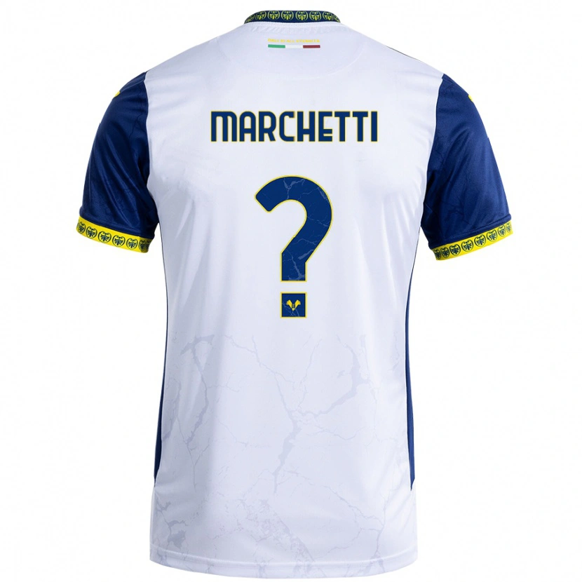 Danxen Kvinder Nicolò Marchetti #0 Hvid Blå Udebane Spillertrøjer 2024/25 Trøje T-Shirt
