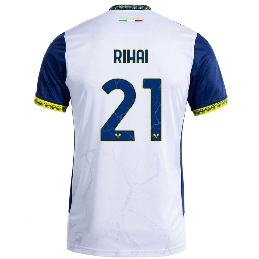 Danxen Kvinder Aiman Rihai #21 Hvid Blå Udebane Spillertrøjer 2024/25 Trøje T-Shirt