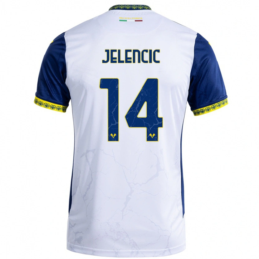 Danxen Kvinder Ana Jelencic #14 Hvid Blå Udebane Spillertrøjer 2024/25 Trøje T-Shirt