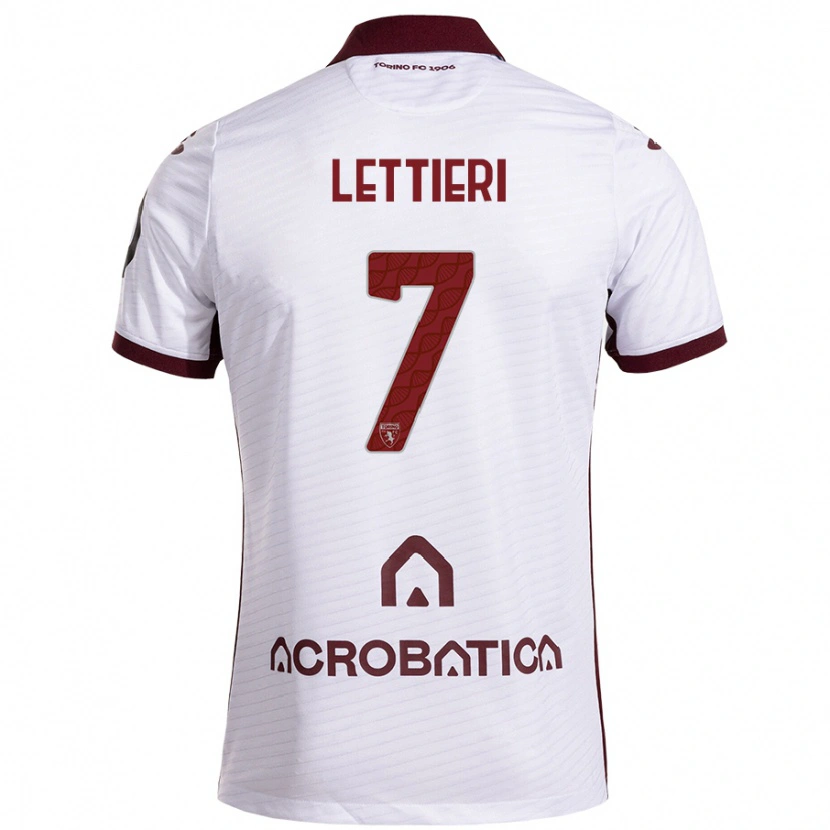 Danxen Kvinder Jessica Lettieri #7 Hvid Rødbrun Udebane Spillertrøjer 2024/25 Trøje T-Shirt