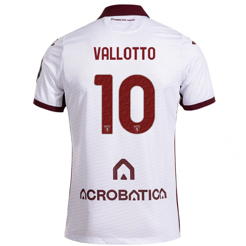 Danxen Kvinder Greta Vallotto #10 Hvid Rødbrun Udebane Spillertrøjer 2024/25 Trøje T-Shirt