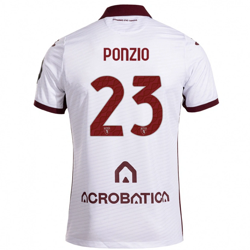 Danxen Kvinder Erika Ponzio #23 Hvid Rødbrun Udebane Spillertrøjer 2024/25 Trøje T-Shirt