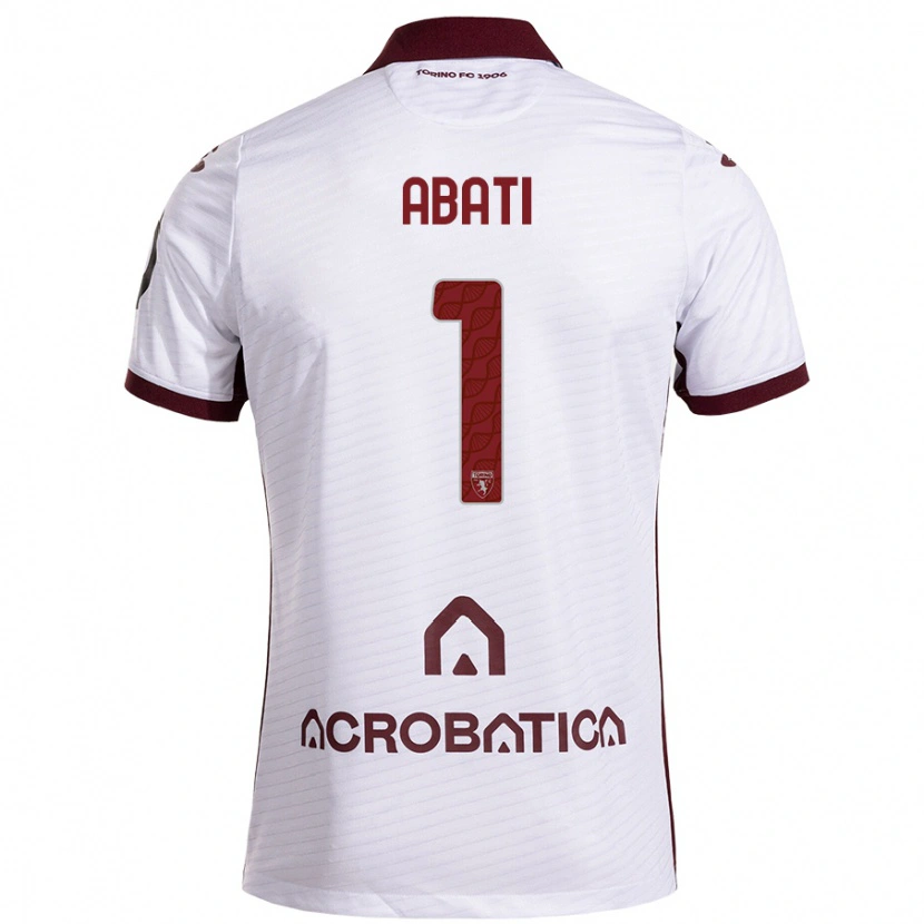 Danxen Kvinder Lorenzo Abati #1 Hvid Rødbrun Udebane Spillertrøjer 2024/25 Trøje T-Shirt