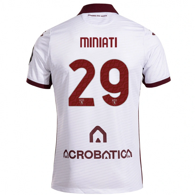 Danxen Kvinder Elisa Miniati #29 Hvid Rødbrun Udebane Spillertrøjer 2024/25 Trøje T-Shirt
