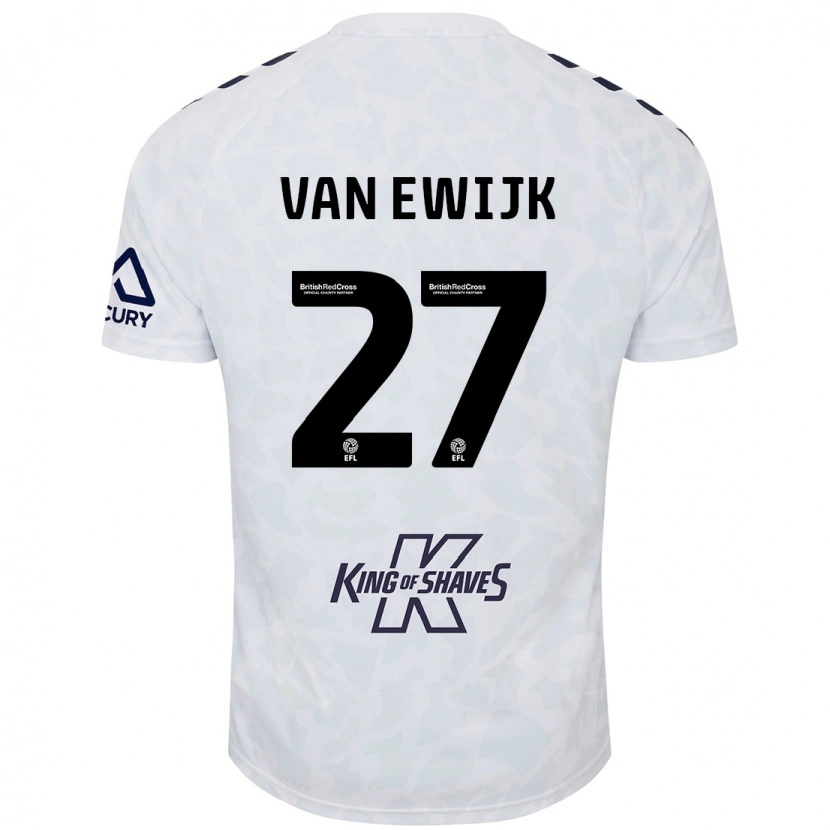 Danxen Kvinder Milan Van Ewijk #27 Hvid Udebane Spillertrøjer 2024/25 Trøje T-Shirt