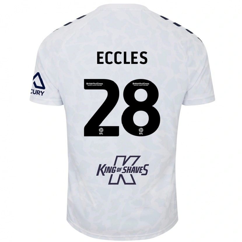 Danxen Kvinder Josh Eccles #28 Hvid Udebane Spillertrøjer 2024/25 Trøje T-Shirt