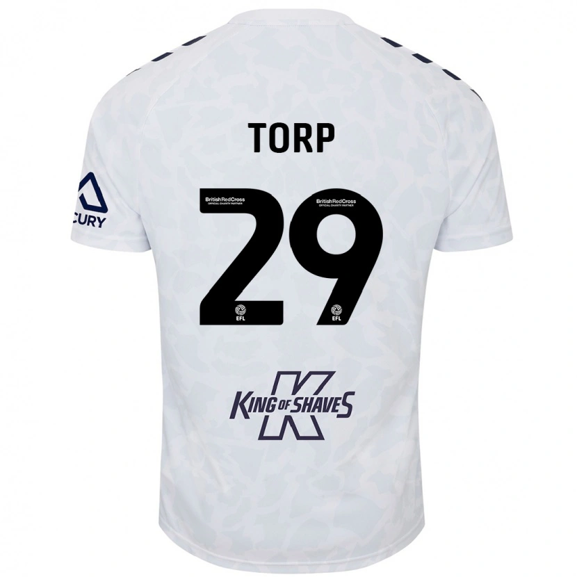 Danxen Kvinder Victor Torp #29 Hvid Udebane Spillertrøjer 2024/25 Trøje T-Shirt
