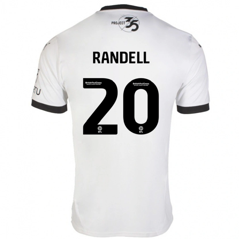 Danxen Kvinder Adam Randell #20 Hvid Sort Udebane Spillertrøjer 2024/25 Trøje T-Shirt