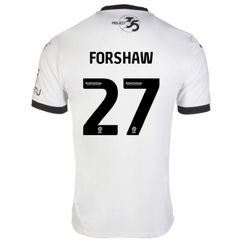 Danxen Kvinder Adam Forshaw #27 Hvid Sort Udebane Spillertrøjer 2024/25 Trøje T-Shirt