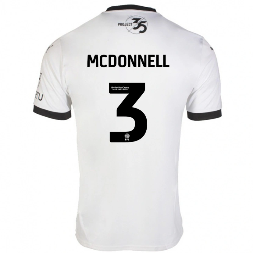 Danxen Kvinder Rosie Mcdonnell #3 Hvid Sort Udebane Spillertrøjer 2024/25 Trøje T-Shirt