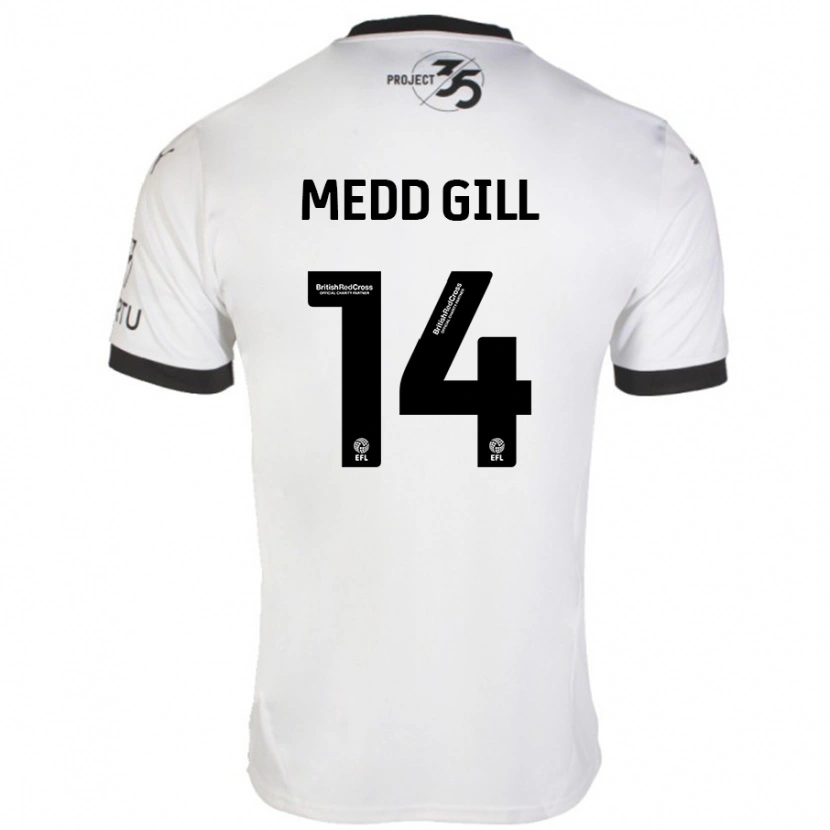 Danxen Kvinder Tamsin Medd-Gill #14 Hvid Sort Udebane Spillertrøjer 2024/25 Trøje T-Shirt