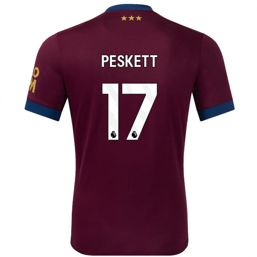 Danxen Kvinder Sophie Peskett #17 Brun Udebane Spillertrøjer 2024/25 Trøje T-Shirt