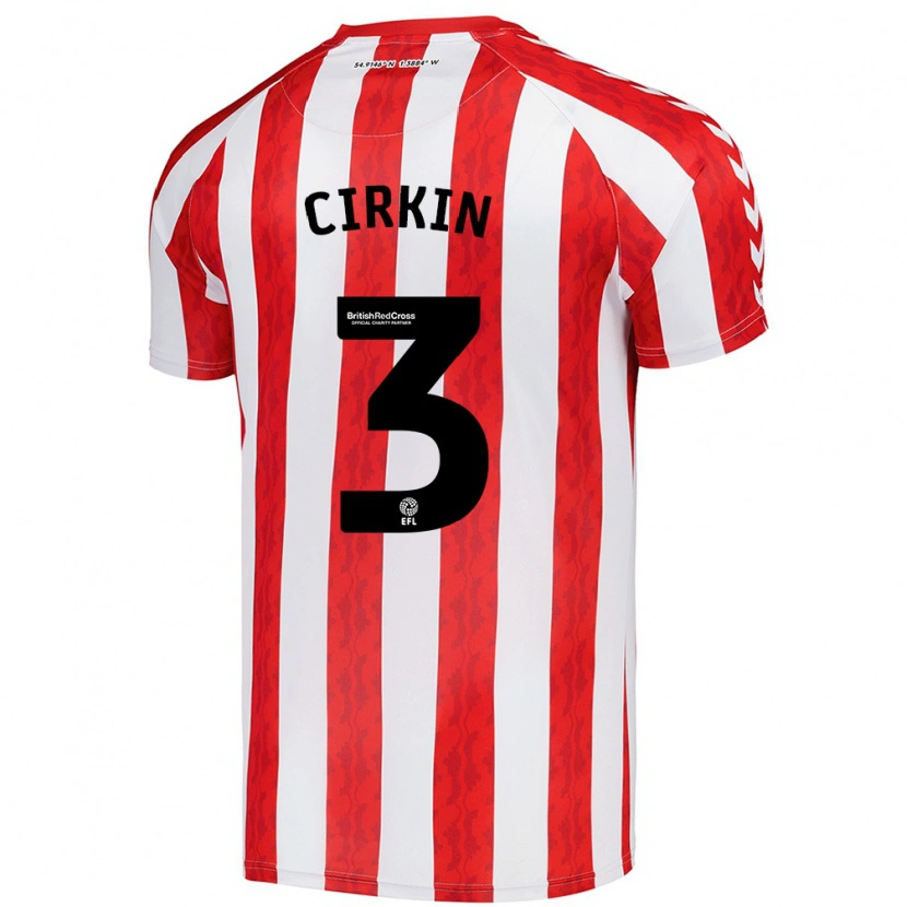 Danxen Børn Dennis Cirkin #3 Rød Hvid Hjemmebane Spillertrøjer 2024/25 Trøje T-Shirt