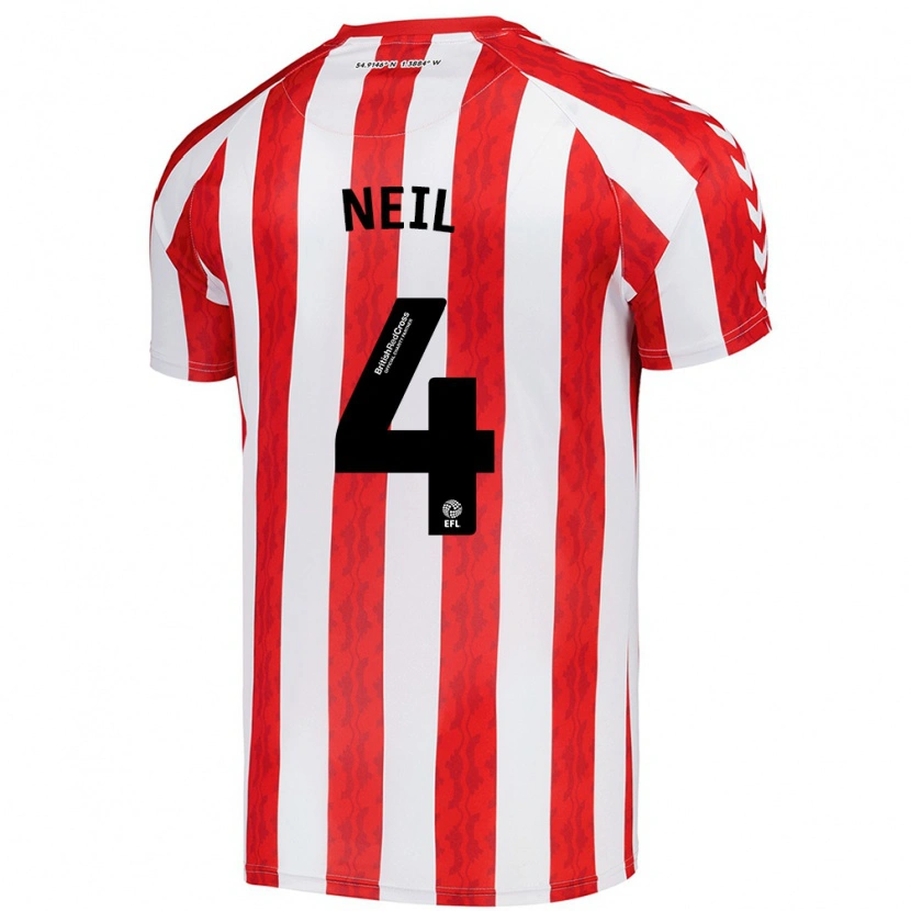 Danxen Børn Dan Neil #4 Rød Hvid Hjemmebane Spillertrøjer 2024/25 Trøje T-Shirt