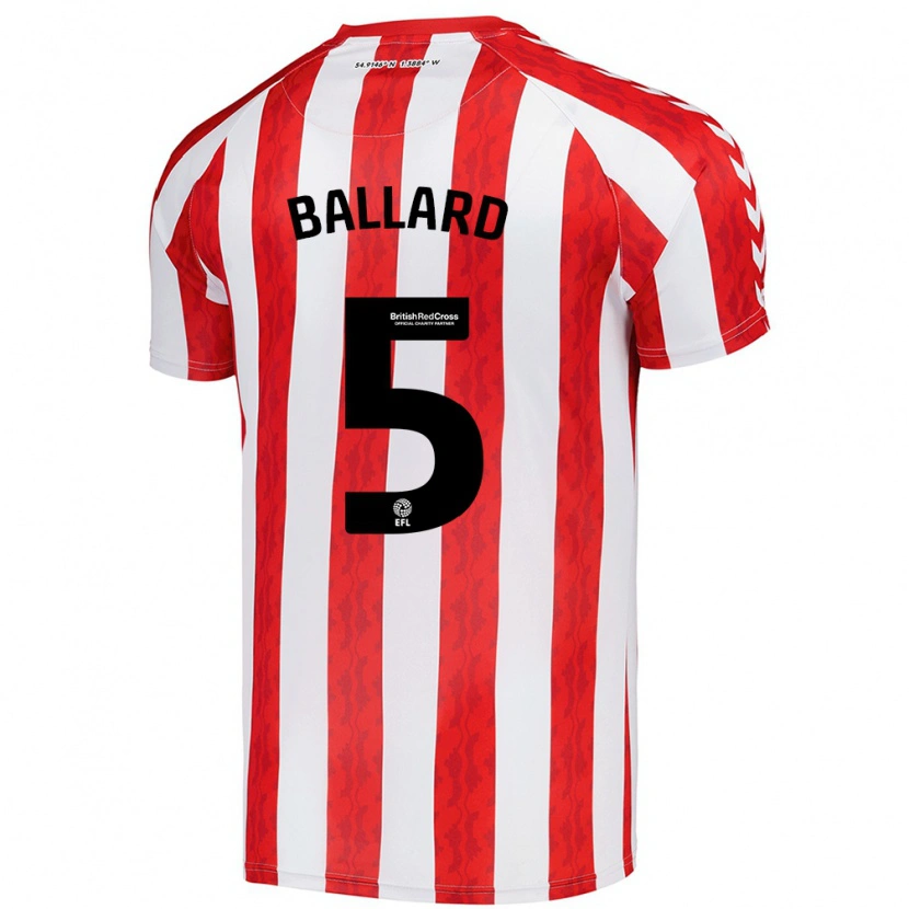 Danxen Børn Daniel Ballard #5 Rød Hvid Hjemmebane Spillertrøjer 2024/25 Trøje T-Shirt