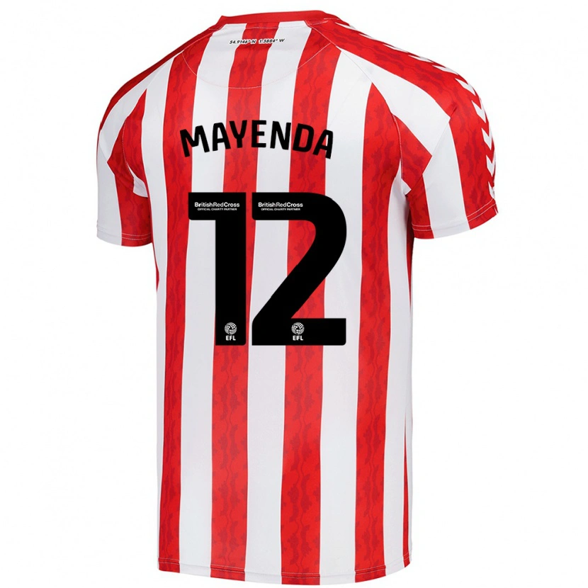 Danxen Børn Eliezer Mayenda #12 Rød Hvid Hjemmebane Spillertrøjer 2024/25 Trøje T-Shirt