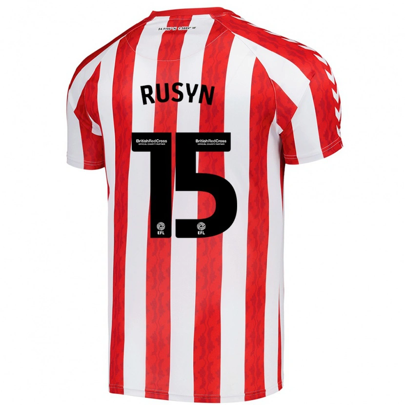Danxen Børn Nazariy Rusyn #15 Rød Hvid Hjemmebane Spillertrøjer 2024/25 Trøje T-Shirt