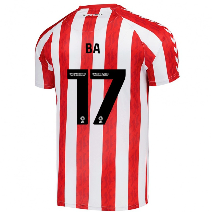 Danxen Børn Abdoullah Ba #17 Rød Hvid Hjemmebane Spillertrøjer 2024/25 Trøje T-Shirt