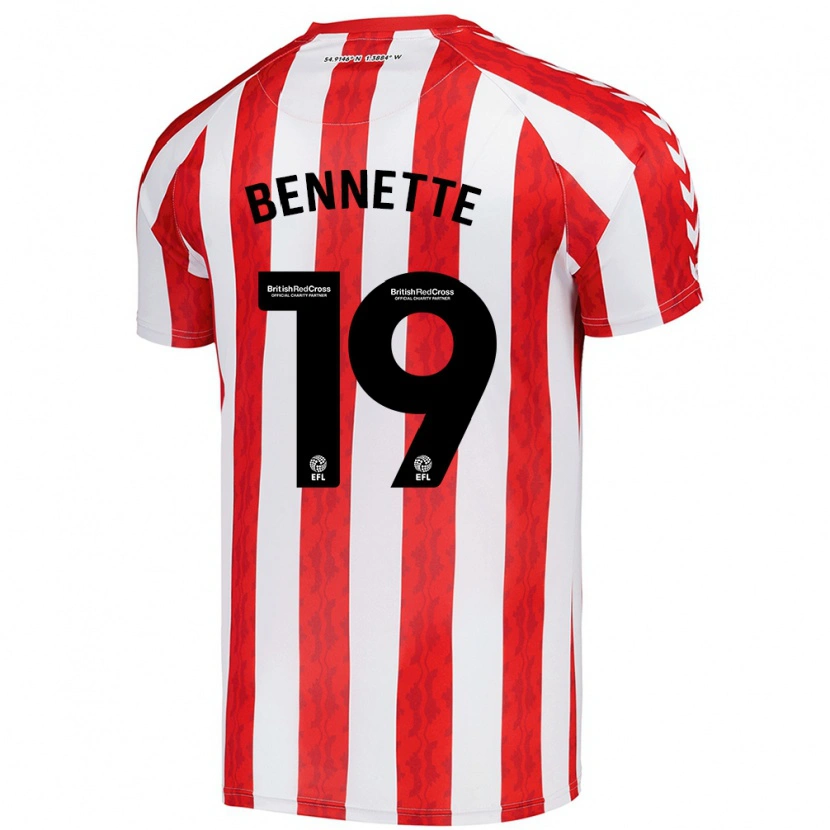 Danxen Børn Jewison Bennette #19 Rød Hvid Hjemmebane Spillertrøjer 2024/25 Trøje T-Shirt