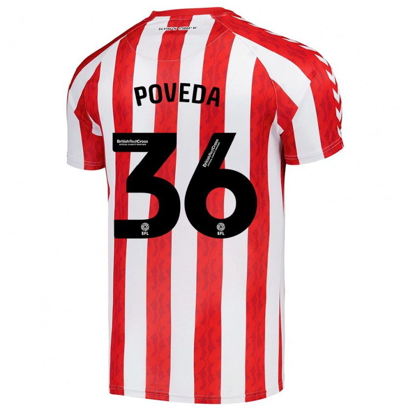 Danxen Børn Ian Poveda #36 Rød Hvid Hjemmebane Spillertrøjer 2024/25 Trøje T-Shirt