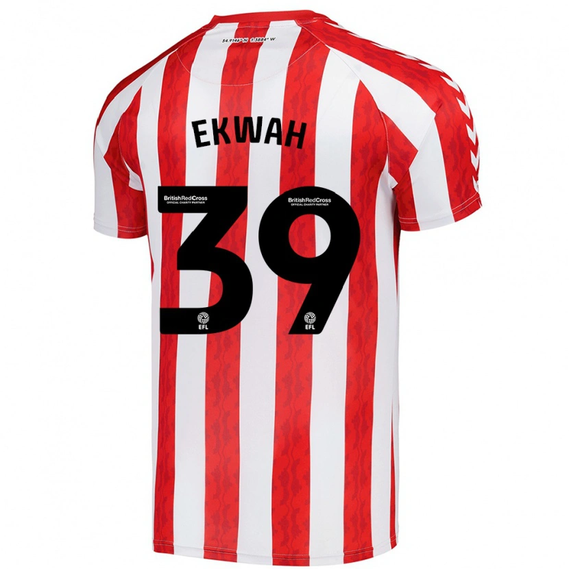 Danxen Børn Pierre Ekwah #39 Rød Hvid Hjemmebane Spillertrøjer 2024/25 Trøje T-Shirt