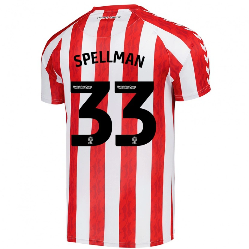 Danxen Børn Michael Spellman #33 Rød Hvid Hjemmebane Spillertrøjer 2024/25 Trøje T-Shirt
