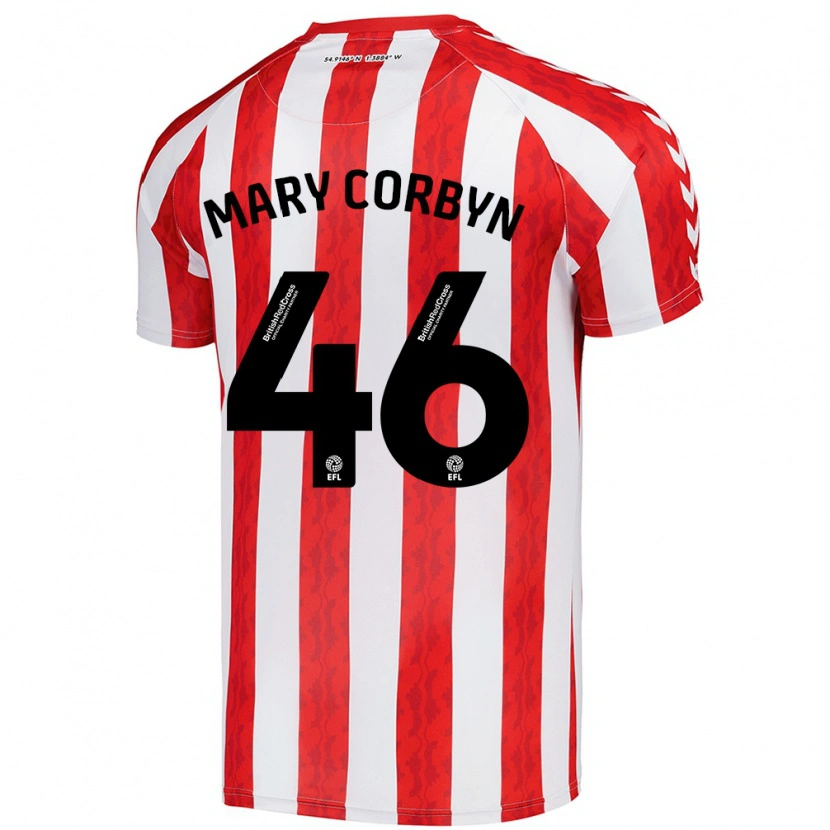 Danxen Børn Mary Corbyn #46 Rød Hvid Hjemmebane Spillertrøjer 2024/25 Trøje T-Shirt