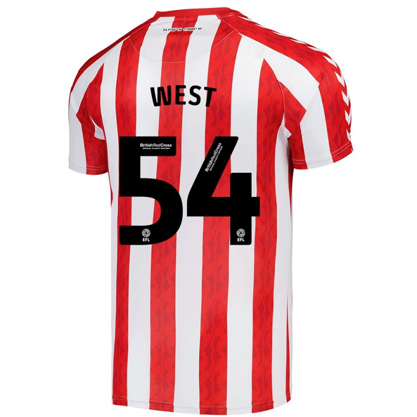 Danxen Børn Ella West #54 Rød Hvid Hjemmebane Spillertrøjer 2024/25 Trøje T-Shirt