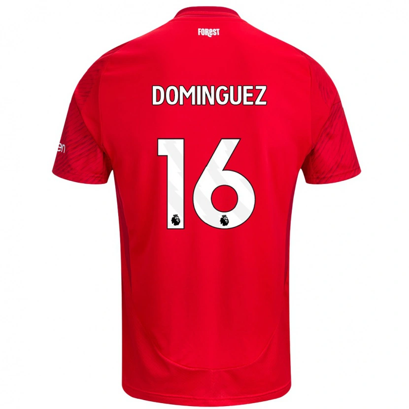 Danxen Børn Nicolás Domínguez #16 Rød Hvid Hjemmebane Spillertrøjer 2024/25 Trøje T-Shirt