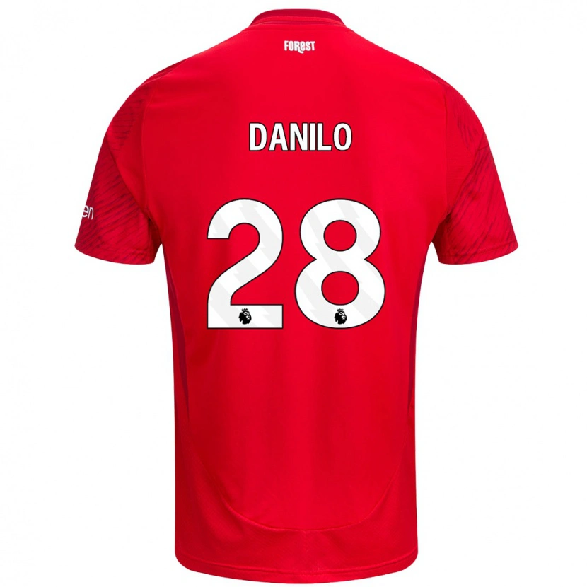 Danxen Børn Danilo #28 Rød Hvid Hjemmebane Spillertrøjer 2024/25 Trøje T-Shirt