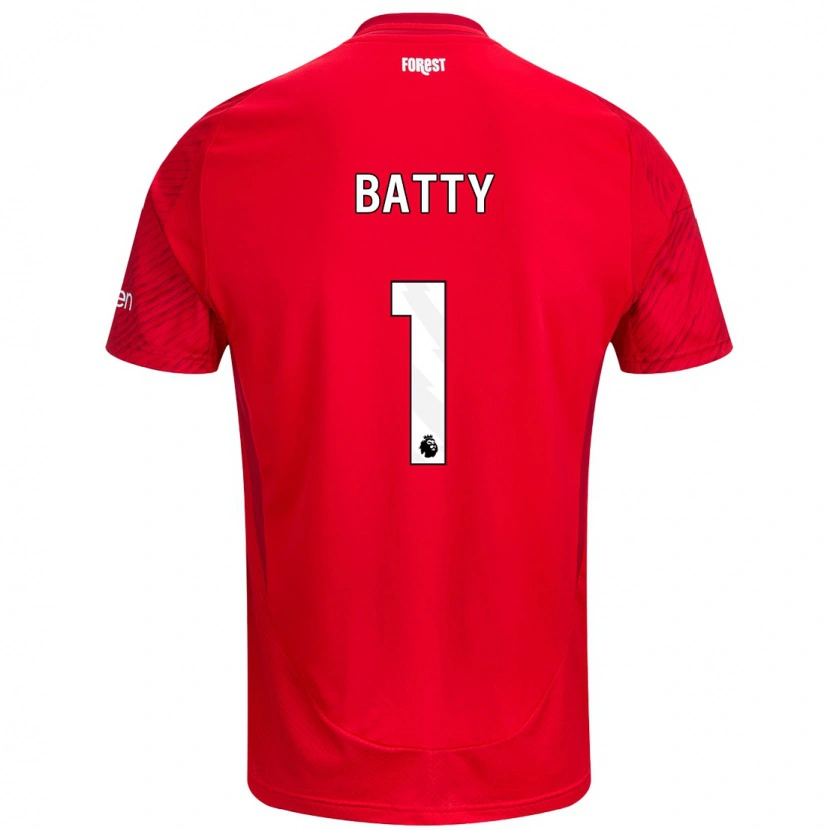 Danxen Børn Emily Batty #1 Rød Hvid Hjemmebane Spillertrøjer 2024/25 Trøje T-Shirt