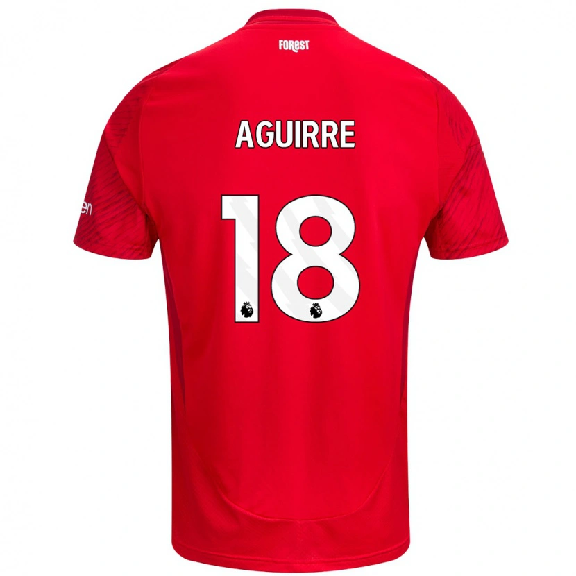 Danxen Børn Aja Aguirre #18 Rød Hvid Hjemmebane Spillertrøjer 2024/25 Trøje T-Shirt