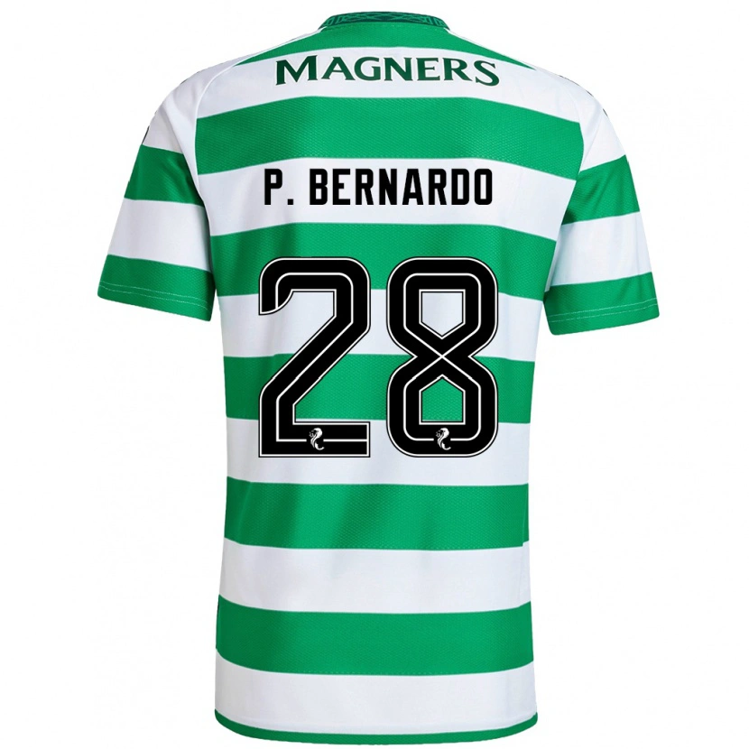 Danxen Børn Paulo Bernardo #28 Grøn Hvid Hjemmebane Spillertrøjer 2024/25 Trøje T-Shirt