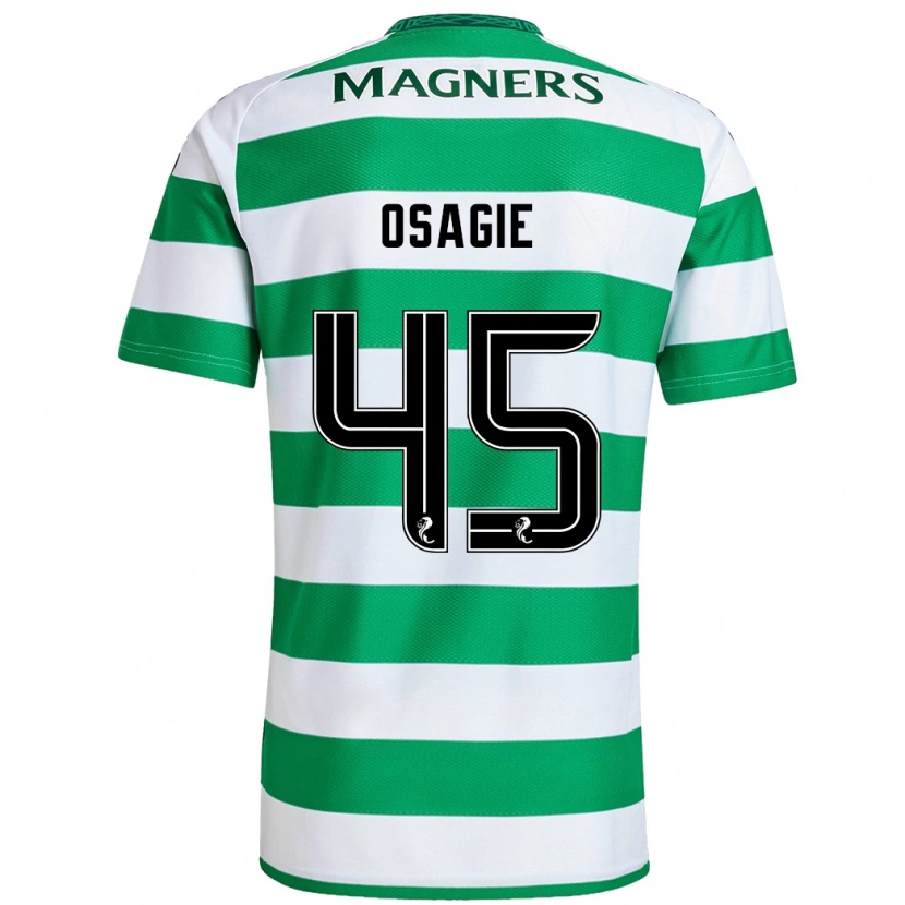 Danxen Børn Justin Osagie #45 Grøn Hvid Hjemmebane Spillertrøjer 2024/25 Trøje T-Shirt