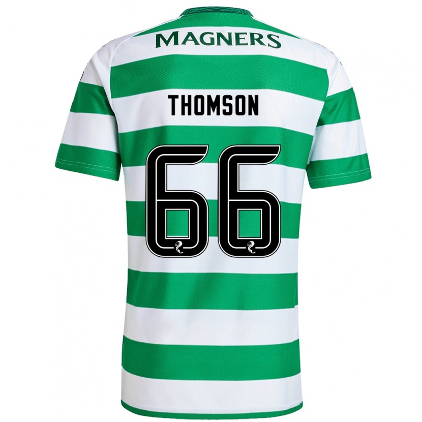 Danxen Børn Corey Thomson #66 Grøn Hvid Hjemmebane Spillertrøjer 2024/25 Trøje T-Shirt