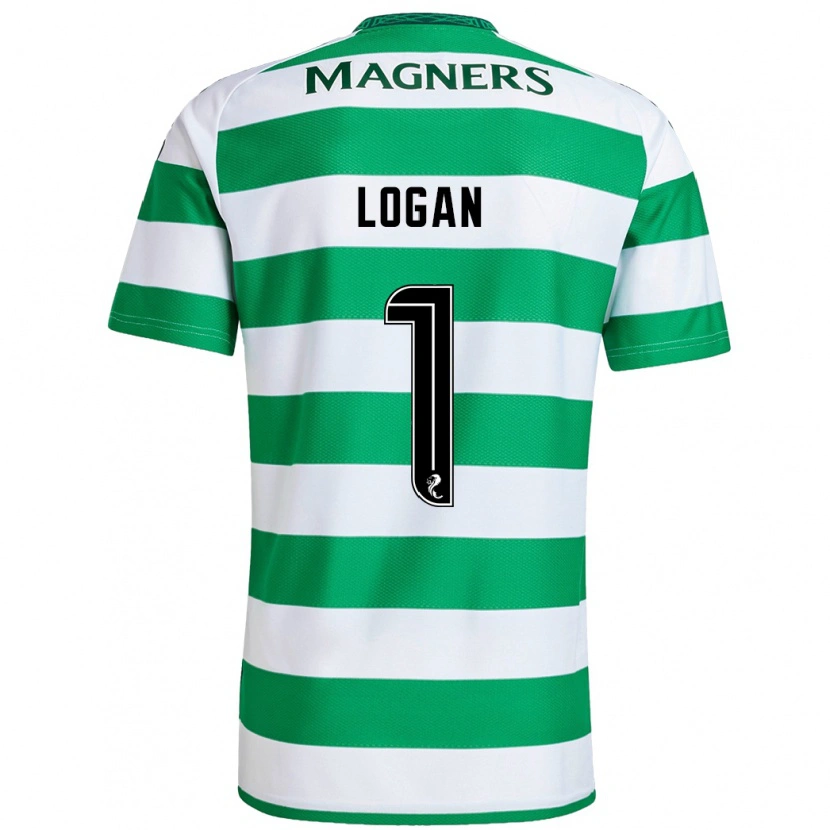 Danxen Børn Chloe Logan #1 Grøn Hvid Hjemmebane Spillertrøjer 2024/25 Trøje T-Shirt