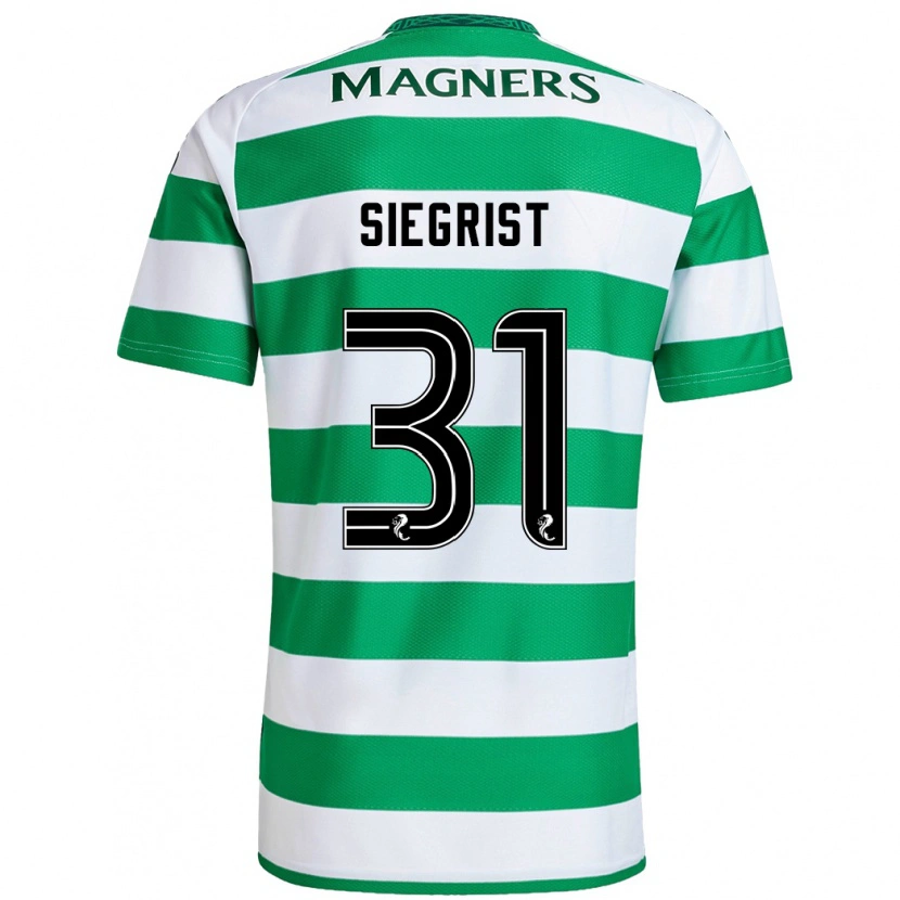 Danxen Børn Benjamin Siegrist #31 Grøn Hvid Hjemmebane Spillertrøjer 2024/25 Trøje T-Shirt