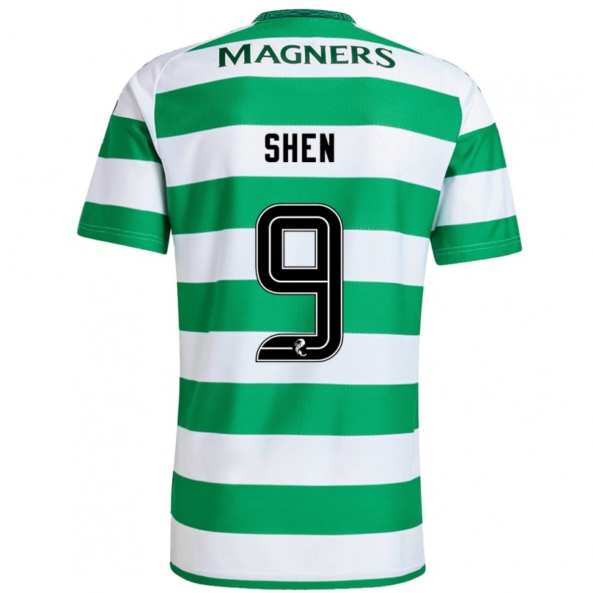 Danxen Børn Shen Mengyu #9 Grøn Hvid Hjemmebane Spillertrøjer 2024/25 Trøje T-Shirt