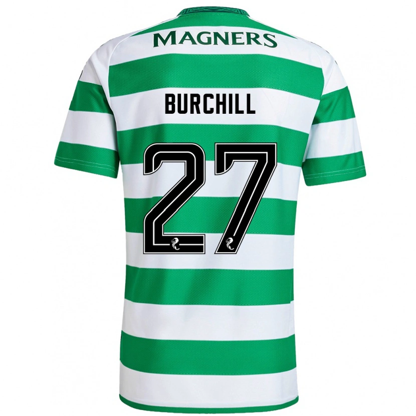 Danxen Børn Tiree Burchill #27 Grøn Hvid Hjemmebane Spillertrøjer 2024/25 Trøje T-Shirt