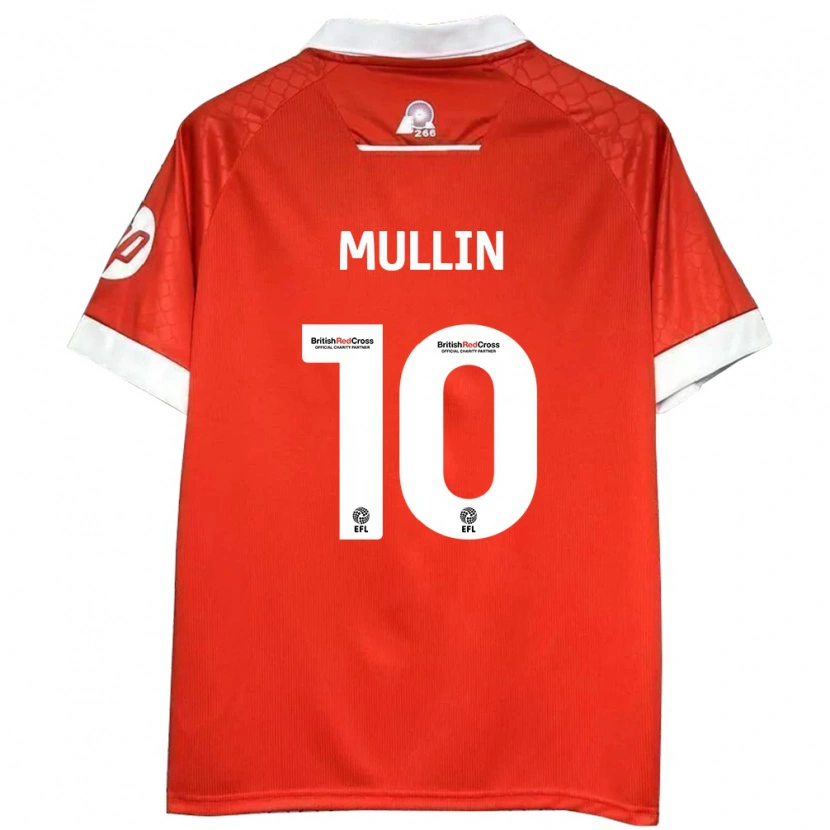 Danxen Børn Paul Mullin #10 Rød Hvid Hjemmebane Spillertrøjer 2024/25 Trøje T-Shirt