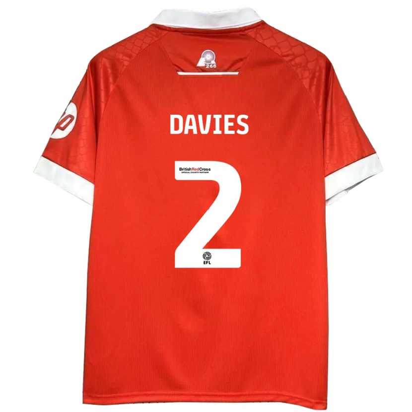Danxen Børn Phoebe Davies #2 Rød Hvid Hjemmebane Spillertrøjer 2024/25 Trøje T-Shirt