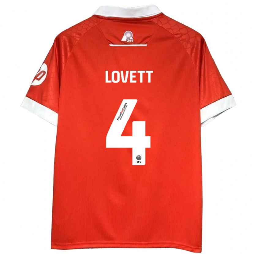 Danxen Børn Erin Lovett #4 Rød Hvid Hjemmebane Spillertrøjer 2024/25 Trøje T-Shirt