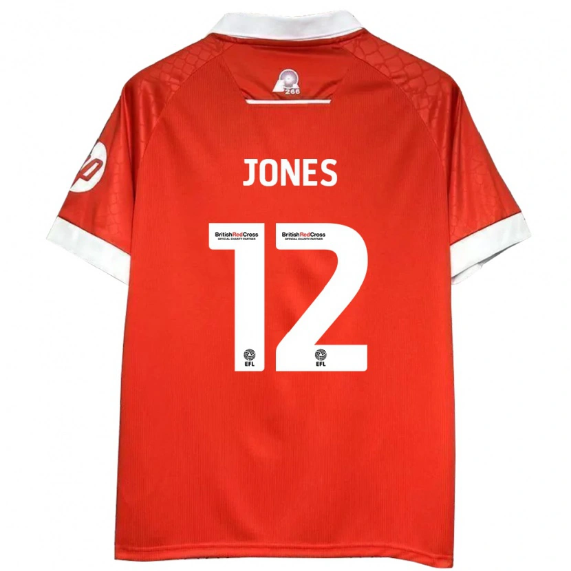 Danxen Børn Carra Jones #12 Rød Hvid Hjemmebane Spillertrøjer 2024/25 Trøje T-Shirt