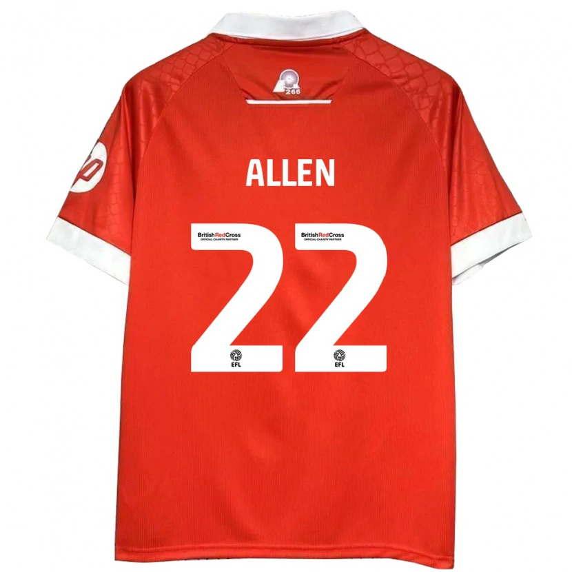 Danxen Børn Keren Allen #22 Rød Hvid Hjemmebane Spillertrøjer 2024/25 Trøje T-Shirt