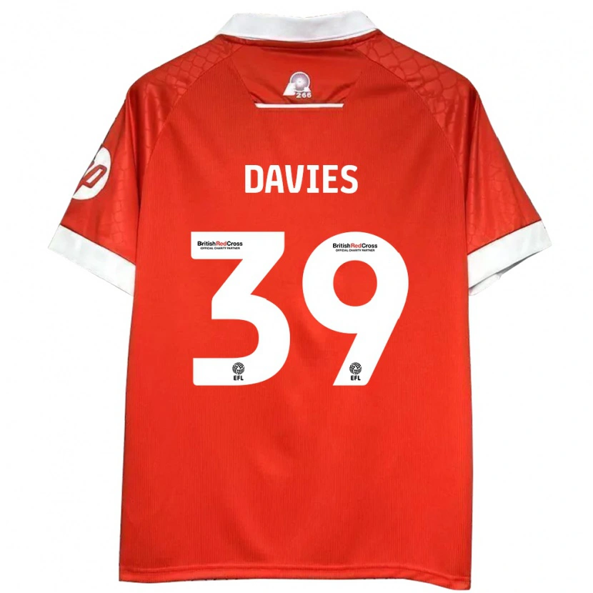 Danxen Børn Daniel Davies #39 Rød Hvid Hjemmebane Spillertrøjer 2024/25 Trøje T-Shirt