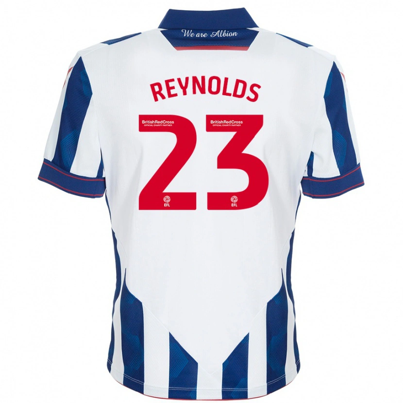 Danxen Børn Taylor Reynolds #23 Hvid Mørkeblå Hjemmebane Spillertrøjer 2024/25 Trøje T-Shirt