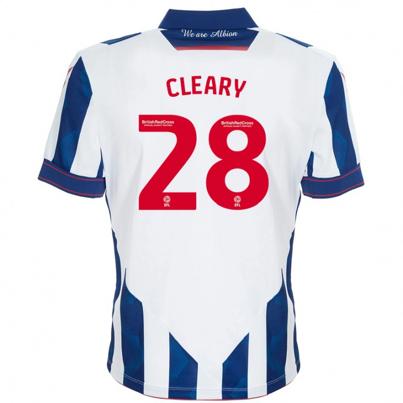 Danxen Børn Reyes Cleary #28 Hvid Mørkeblå Hjemmebane Spillertrøjer 2024/25 Trøje T-Shirt